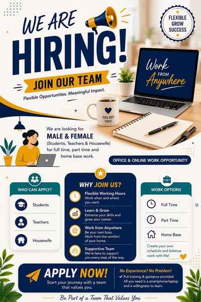 We are hiring for office staff male and female