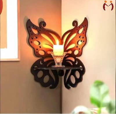 Butterfly wall shelf black MDF small space decors