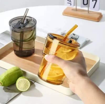 Aesthetic mini trumbler with leather grip or straw
