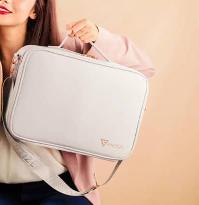 Grey Makeup Organizer Bag | Travel Cosmetic Storage | High Quality