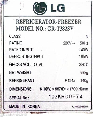 Korean LG Brand 10/10 Frige for Sale in Islamabad
