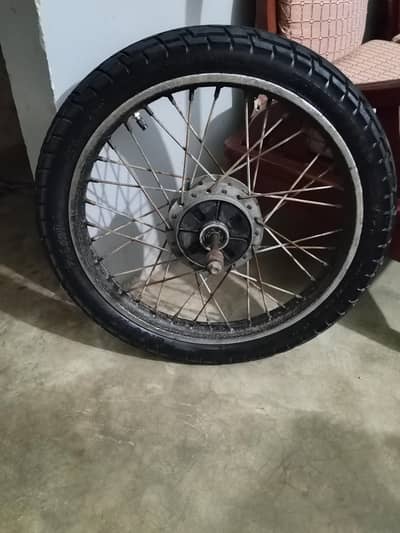 CD 70 bike tyre with  completely rim for sale used condition