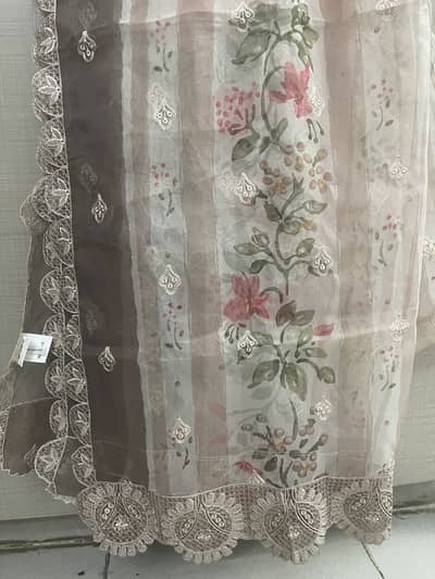 New saphire organza embroidered dopatta