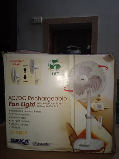 Sunca SF-2389R used 16-inch AC/DC rechargeable pedestal fan