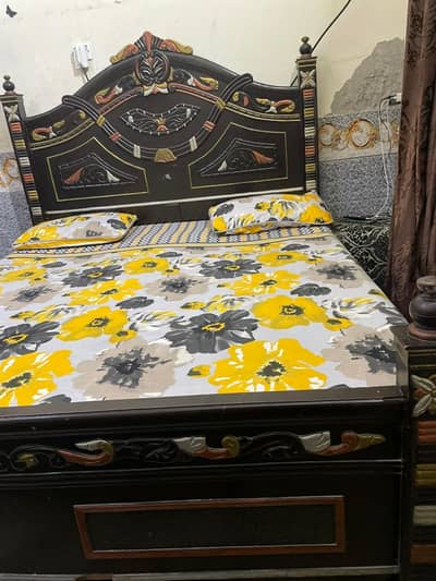 one king size bed with medicated metress and one side table