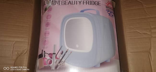 Small fridge to makeup items cool with mirror