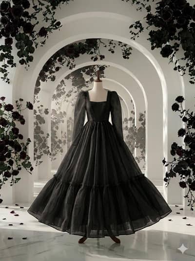 Black emerald double flare frock