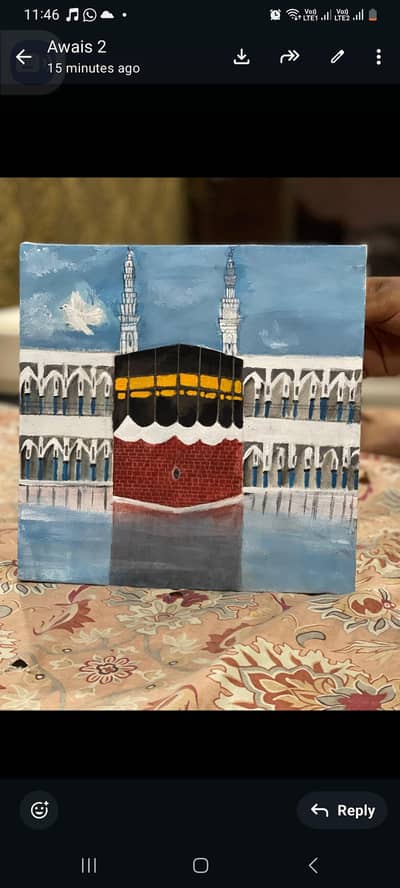 Hand-Painted Acrylic Kaaba Canvas Art