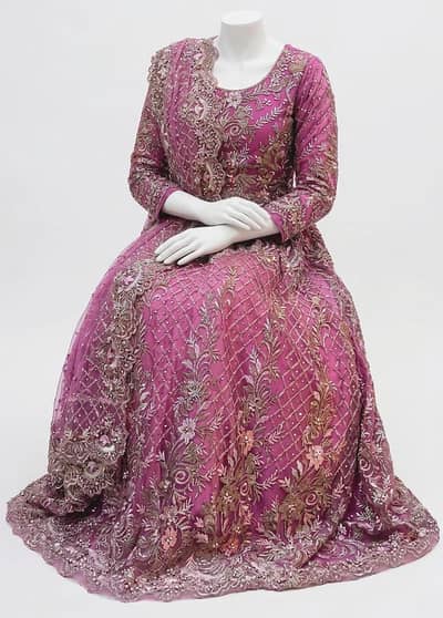 Bridal Engagement fancy maxi net embroidery pearls  beads work