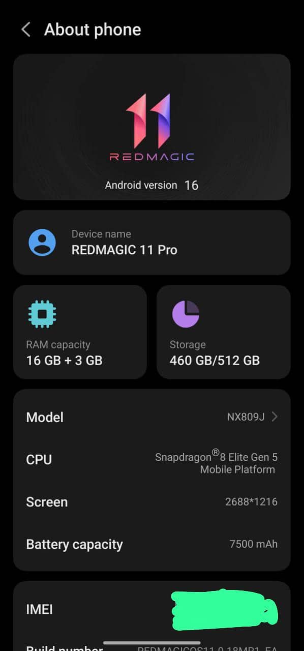 Nubia Red Magic 11 Pro+ 5G 16GB 528GB 7500mAh Non-PTA 5