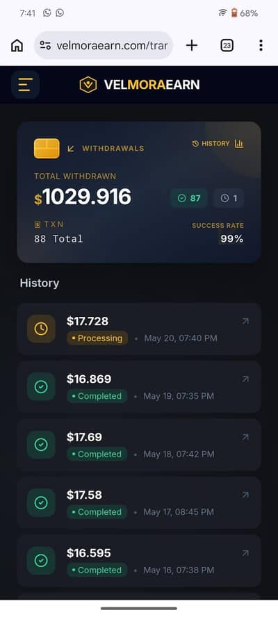 earning platform with proofs