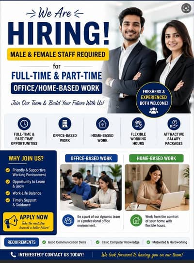 hiring staff male female full part time