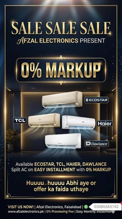 available TCL haiers ecostar dawlance on installment 0% markup
