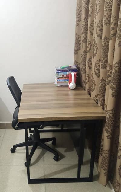 Used Like New Brown Wooden Working Table with steel structure below