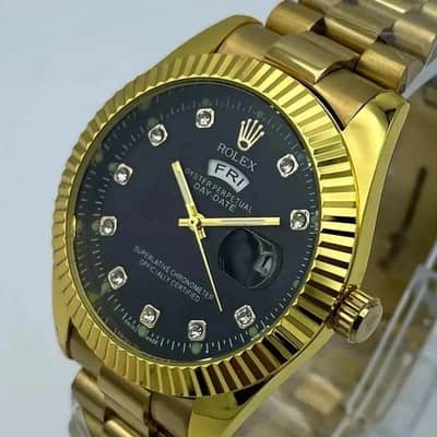 MEN,S GOLDEN QUATRZ WATCH WITH  CHAIN STRAP