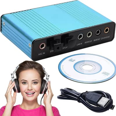 Sound Card,6-Channel External Sound Card USB 2.0 External 5.1 Surround