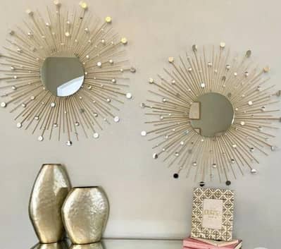 sunburst mirror,handmade mirror, gift,home decor. set of 2.