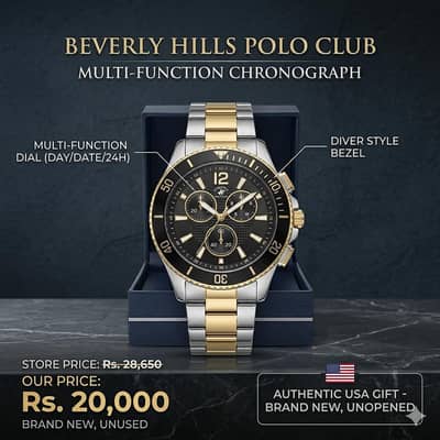 Beverly Hills Polo Club Diver Chrono - Brand New (USA Gift)
