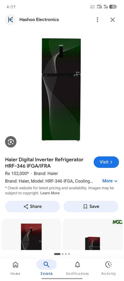 Haier fridge 5 din howe he