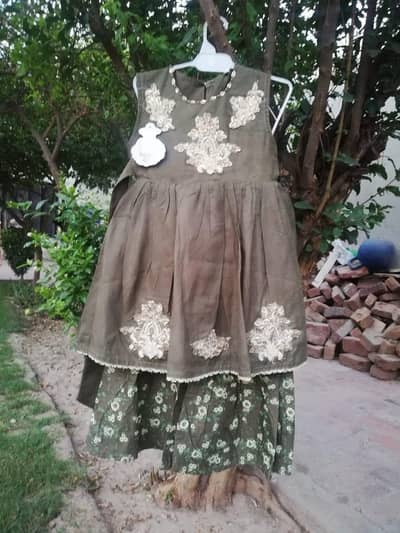 olive green shararat set