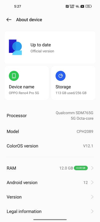 OPPO Reno 4pro 12+7gb ram 256gb