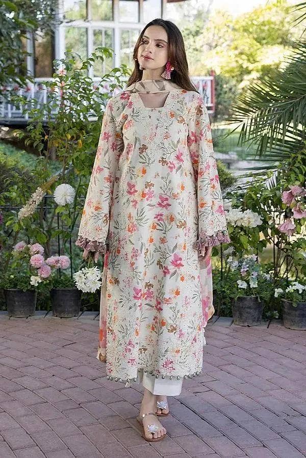 Multicolor lawn patch work 3pcs suit 1