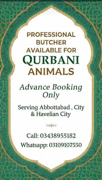 Qasai Available for Qurbani Bakra and Dunba only