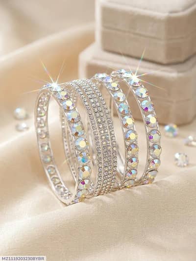Stylish 6 Pcs Crystal Kara Bangles – Rs. 1500 | COD Available