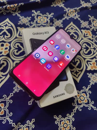 Samsung A13 4/128 daul  pta with box front cemra ishau ha 03217683721