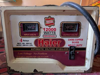 Haier Stabilizer 12000 watts for 80 volt to 250 volt