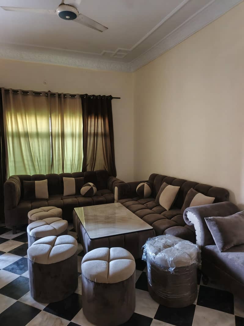 7 seater sofa+dewan+10 cutains+ table+5 stools 0