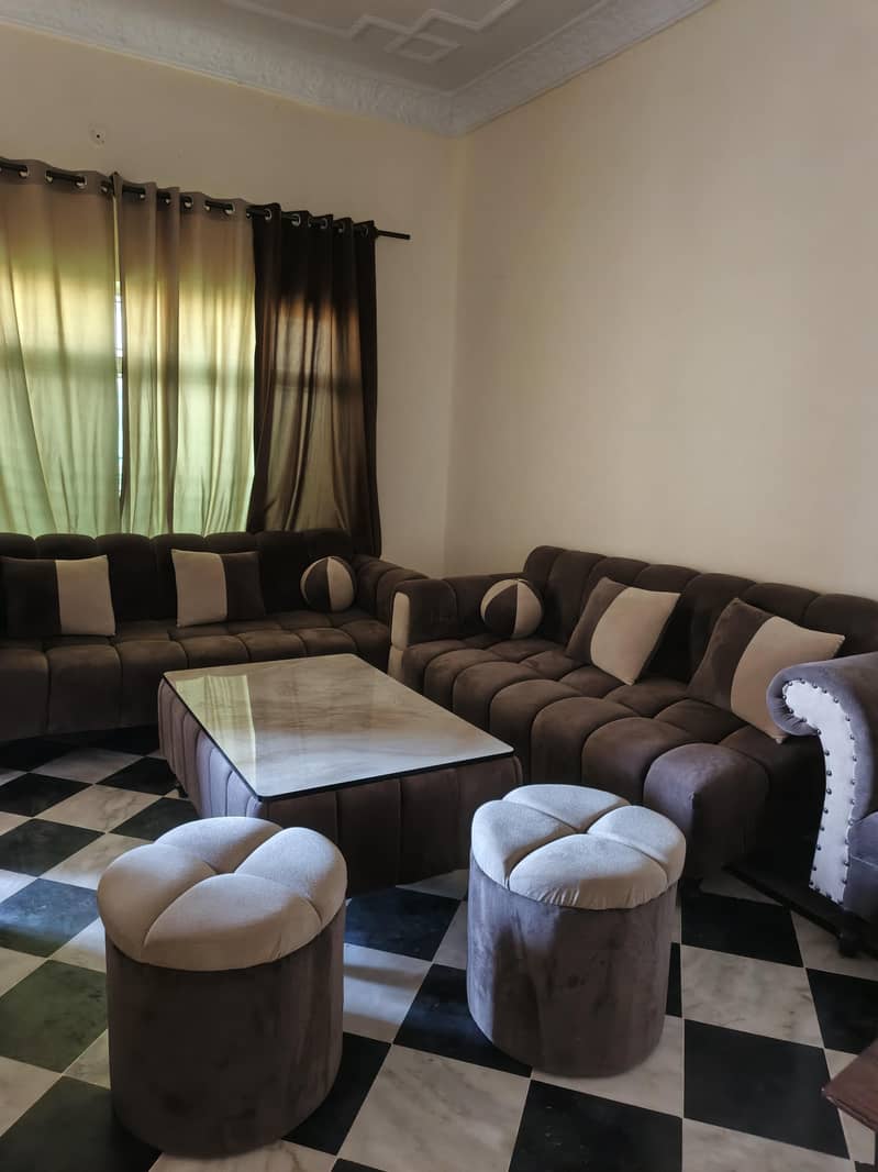 7 seater sofa+dewan+10 cutains+ table+5 stools 10