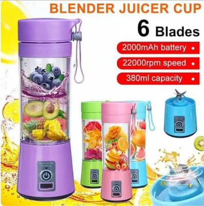 Portable Mini 6 Blade Juicer Blender – Rechargeable 380ML Fresh Juice