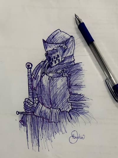 handmade sketch of knight