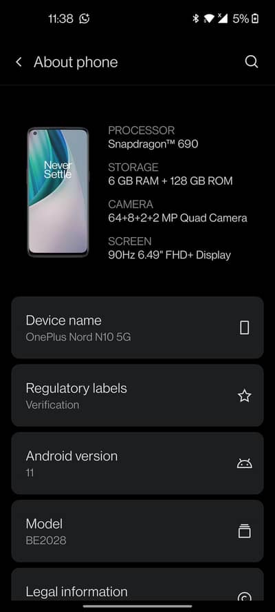 OnePlus Nord N10 5G – 6GB RAM / 128GB Storage