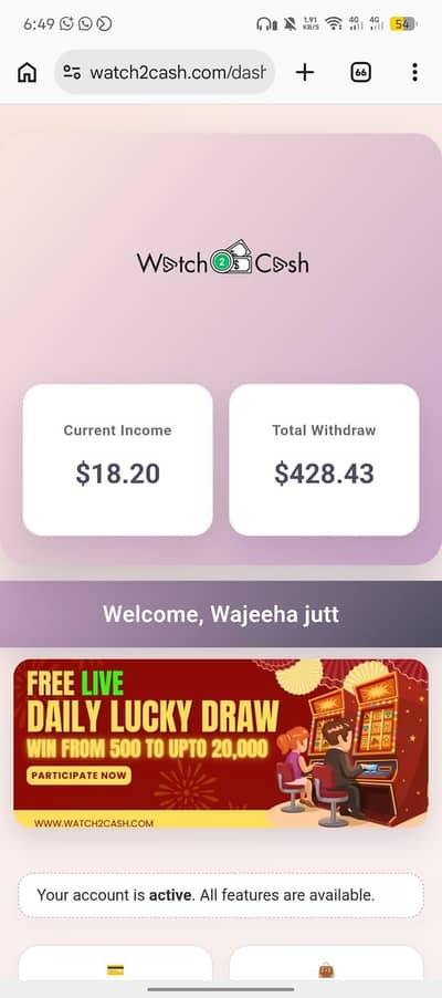 Ads Watching Website Watch2Cash