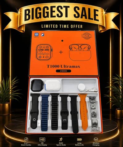 ultra max smart watch with earsbuds