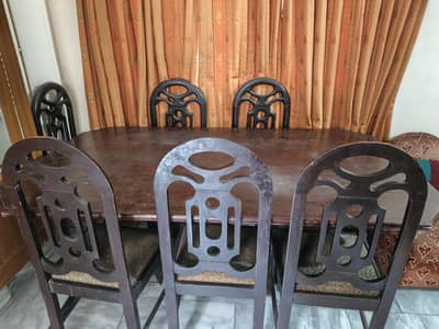 6 seater wooden dining table