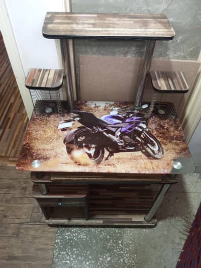 Glass-top computer table