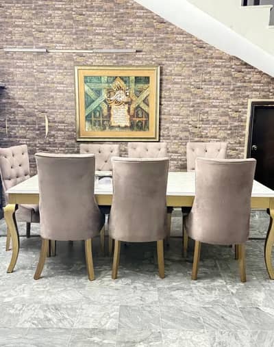 Dining table \ 8 chairs dining table \ solid wood table with chairs