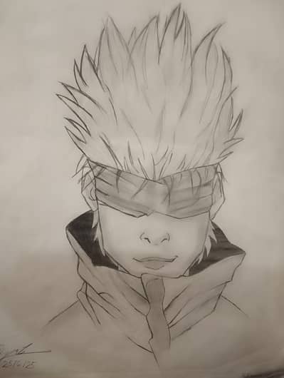 Gojo face sketch on A3 sheet fully handmade
