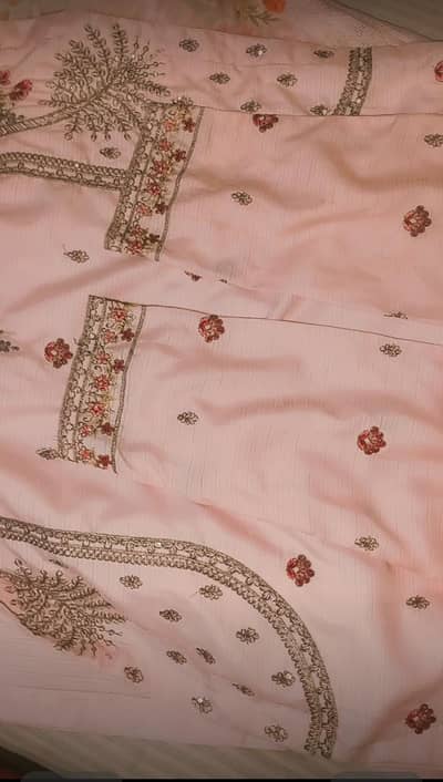 Brand New Heavy Embroidered 3-Piece Suit | Baby Pink | Size M