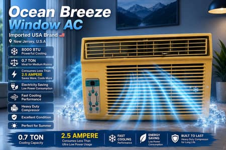 Ocean Breeze 0.75 ton AC with supply. Electricity consumption 2.5 amp