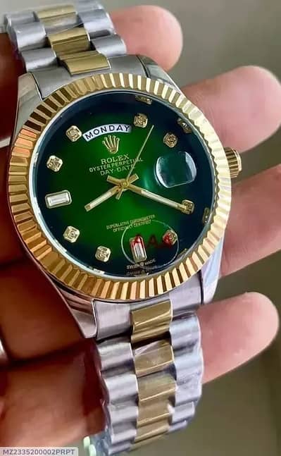 Unisex Green Dial 41mm Stainless Steel Watch