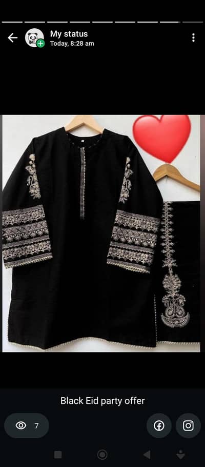 Black Embroided Shamoz silk 2pc women set