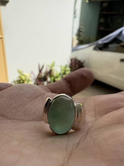 Mens Silver Ring 22k with original aqeeq stone