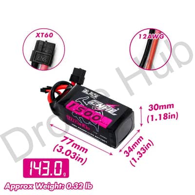 CNHL 1500mAh 11.1V 3S 100C Lipo Battery with XT60 Plug