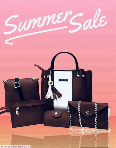 5-black rexine handbag set for woman