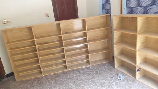 ZRK Wooden Racks and Long Display Benches (9 Pieces Total)