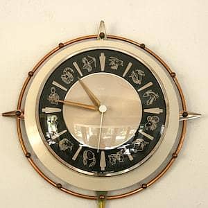 1960s vintage Metamec Zodiac wall clock